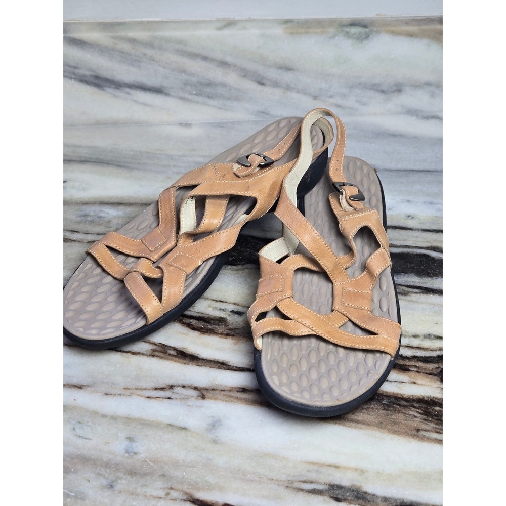 David Tate Tan Leather Strappy Slingback Comfort Sandals ARS14-100 Womens 11 N
